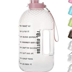 Botted Joy Pink and Clear Water Bottle with Motivational Text